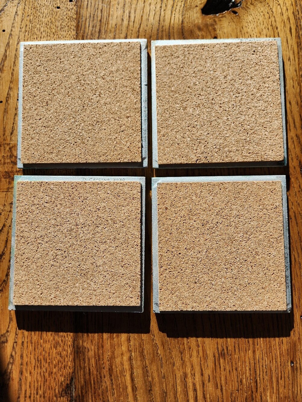 Ceramic Tile Coasters Abstract Resin Home Art Teal & Multicolor - Set of 4 - Picture 2 of 2